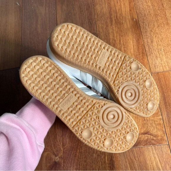 Adidas Samba OG Shoes White Silver Gray Lace Up Sneaker Rubber Sole Womens 7 - Picture 10 of 11